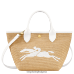 бяло Жени le panier pliage кошница чанта чанти Longchamp 6084PZ63