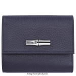 военноморски флот Жени компактен портфейл Roseau Essential кожени изделия Longchamp 6084PZ569