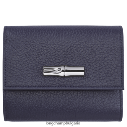военноморски флот Жени компактен портфейл Roseau Essential кожени изделия Longchamp 6084PZ569
