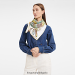 лимон Жени копринен шал колекция пролет/лято 2023 90 аксесоари Longchamp 6084PZ1060 - Image 3