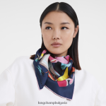 многоцветен Жени копринен шал колекция пролет/лято 2023 90 аксесоари Longchamp 6084PZ1049 - Image 2