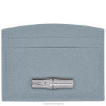 облачно синьо Жени държач за карта Roseau кожени изделия Longchamp 6084PZ640