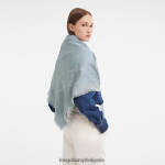 облачно синьо Жени шал от колекция пролет/лято 2023 г аксесоари Longchamp 6084PZ1003 - Image 3