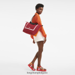 оранжево/бордо Жени le pliage колекция голяма чанта чанти Longchamp 6084PZ7