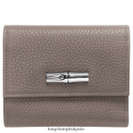сиво Жени компактен портфейл Roseau Essential кожени изделия Longchamp 6084PZ570