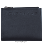 среднощно синьо мъже 3d портфейл кожени изделия Longchamp 6084PZ626