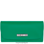 трева/зелена светлина Жени портфейл roseau continental кожени изделия Longchamp 6084PZ566