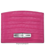 фуксия Жени държач за карта Roseau кожени изделия Longchamp 6084PZ642
