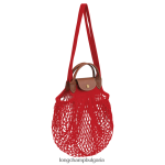 червен Жени le pliage filet mesh bag чанти Longchamp 6084PZ4 - Image 3