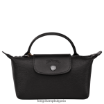 черен Жени градска торбичка le pliage с дръжка кожени изделия Longchamp 6084PZ678