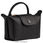 черен Жени градска торбичка le pliage с дръжка кожени изделия Longchamp 6084PZ678 - Image 3