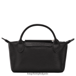 черен Жени градска торбичка le pliage с дръжка кожени изделия Longchamp 6084PZ678 - Image 4