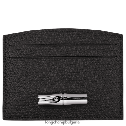 черен Жени държач за карта Roseau кожени изделия Longchamp 6084PZ636