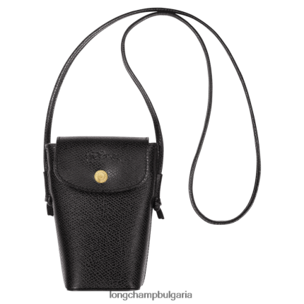 черен Жени калъф за телефон epure с кожена дантела кожени изделия Longchamp 6084PZ706