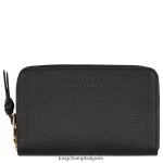 черен Жени портфейл за пощенска кутия кожени изделия Longchamp 6084PZ613