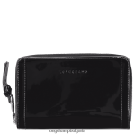 черен Жени портфейл за пощенска кутия кожени изделия Longchamp 6084PZ619