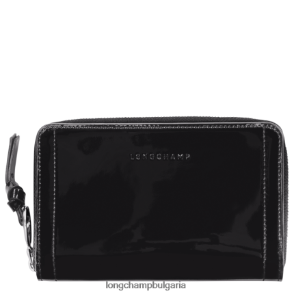 черен Жени портфейл за пощенска кутия кожени изделия Longchamp 6084PZ619