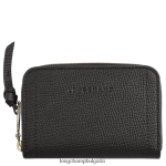 черен Жени пощенска кутия портмоне за монети кожени изделия Longchamp 6084PZ536