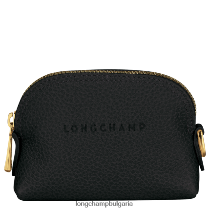 черен Жени le foulonne кесия за монети кожени изделия Longchamp 6084PZ524