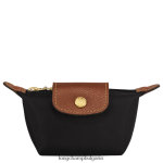черен Жени le pliage оригинално портмоне за монети кожени изделия Longchamp 6084PZ499
