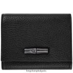 черен Жени roseau есенциален портфейл кожени изделия Longchamp 6084PZ571