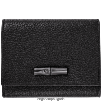 черен Жени roseau есенциален портфейл кожени изделия Longchamp 6084PZ571