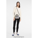 Черно бяла Жени le pliage lgp чанта чанти Longchamp 6084PZ89 - Image 2