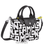 Черно бяла Жени le pliage lgp чанта чанти Longchamp 6084PZ89 - Image 3