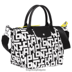 Черно бяла Жени le pliage lgp чанта чанти Longchamp 6084PZ90 - Image 3