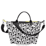 Черно бяла Жени le pliage lgp чанта чанти Longchamp 6084PZ91 - Image 4
