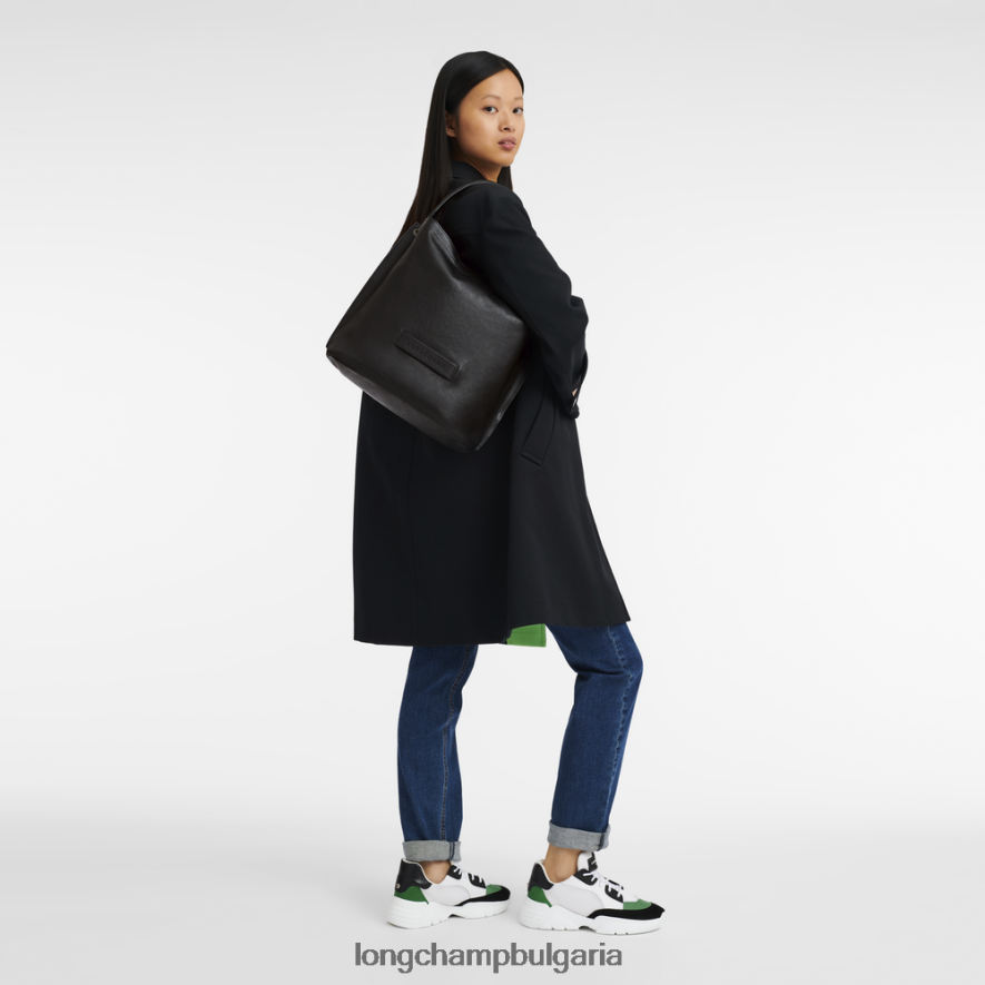 черен Жени 3d скитник чанта чанти Longchamp 6084PZ398