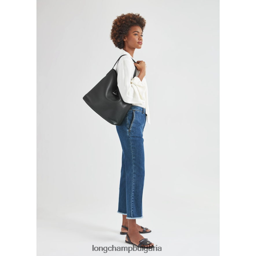черен Жени чанта Roseau Essential Hobo чанти Longchamp 6084PZ356