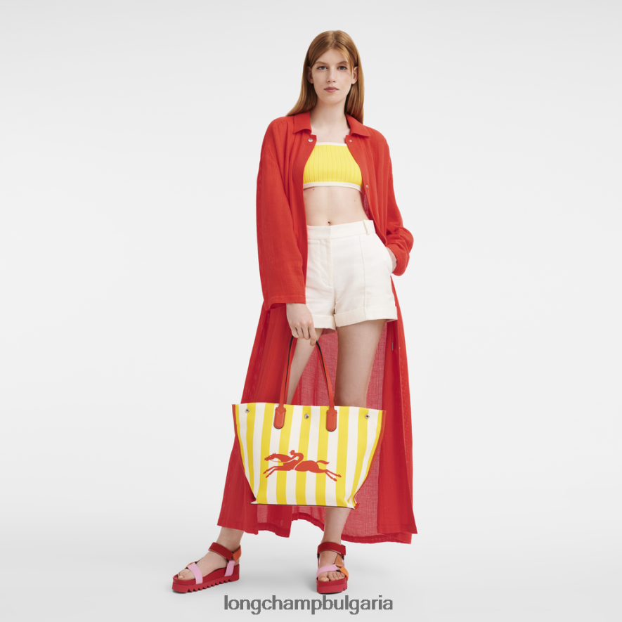 жълто/бяло Жени чанта Roseau Essential Tote чанти Longchamp 6084PZ364