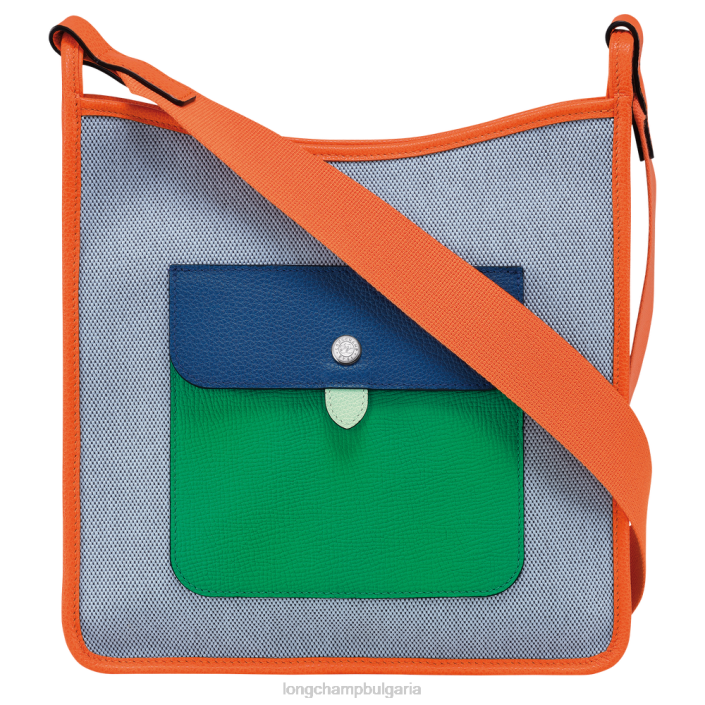 синьо/оранжево Жени le foulonne чанта през рамо с цип чанти Longchamp 6084PZ260