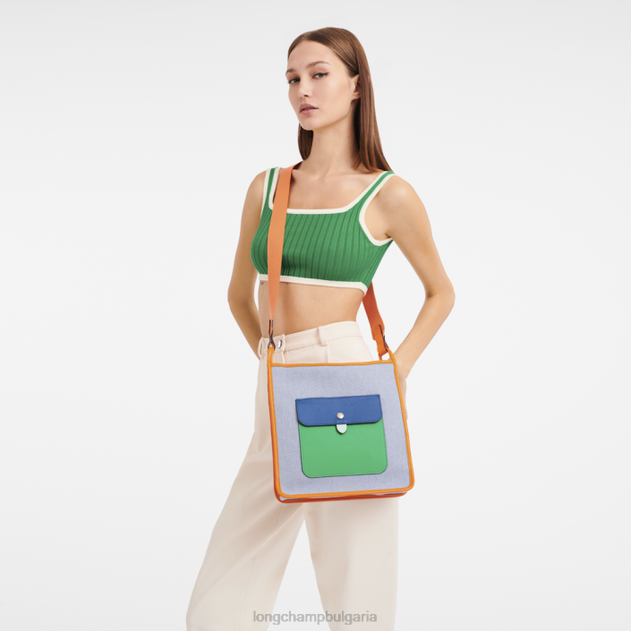 синьо/оранжево Жени le foulonne чанта през рамо с цип чанти Longchamp 6084PZ260