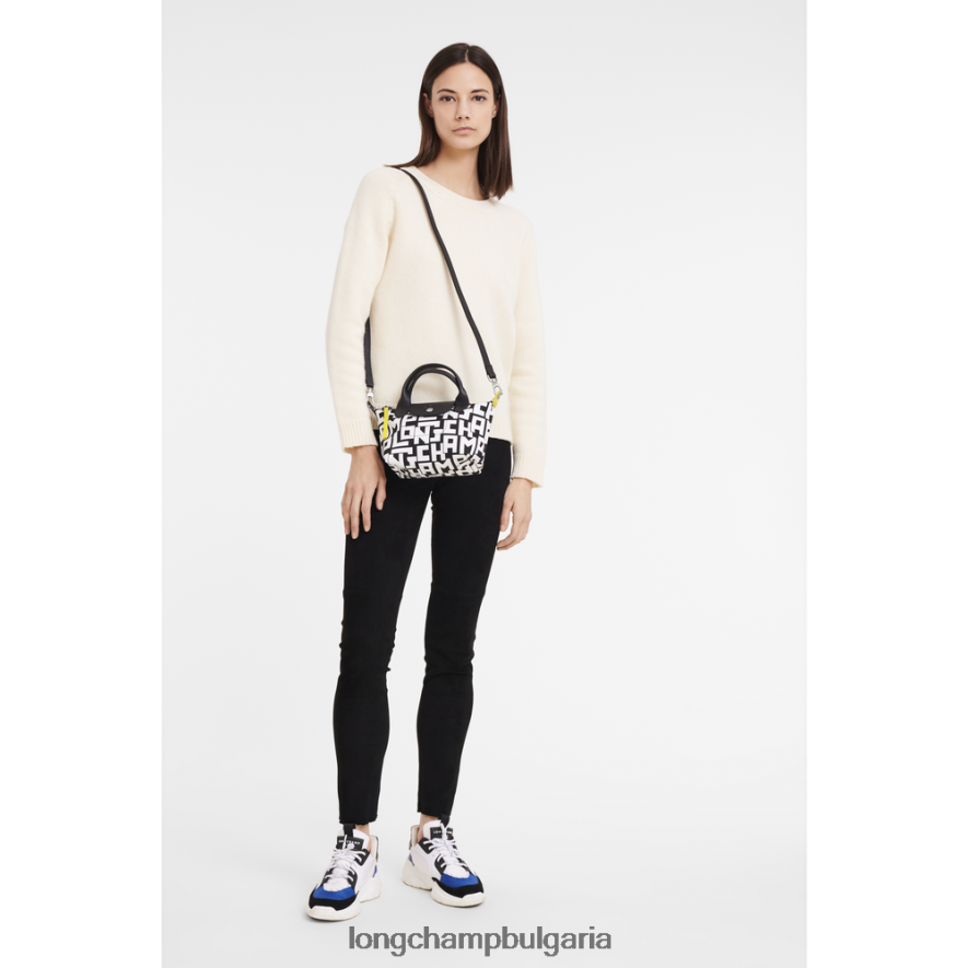 Черно бяла Жени le pliage lgp чанта чанти Longchamp 6084PZ89