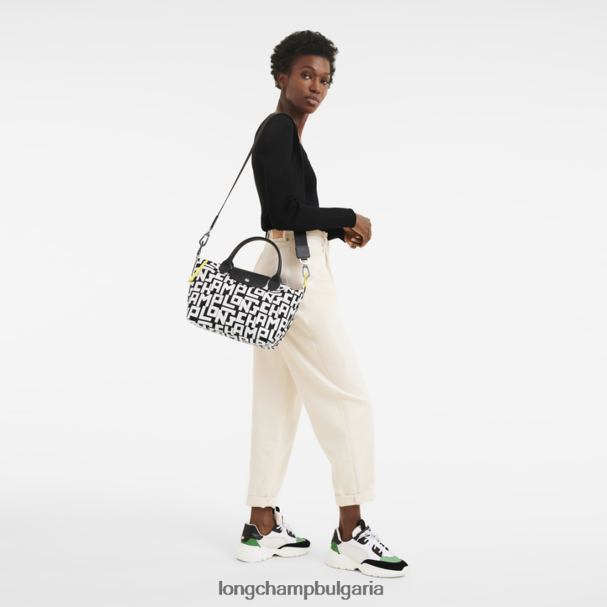 Черно бяла Жени le pliage lgp чанта чанти Longchamp 6084PZ91