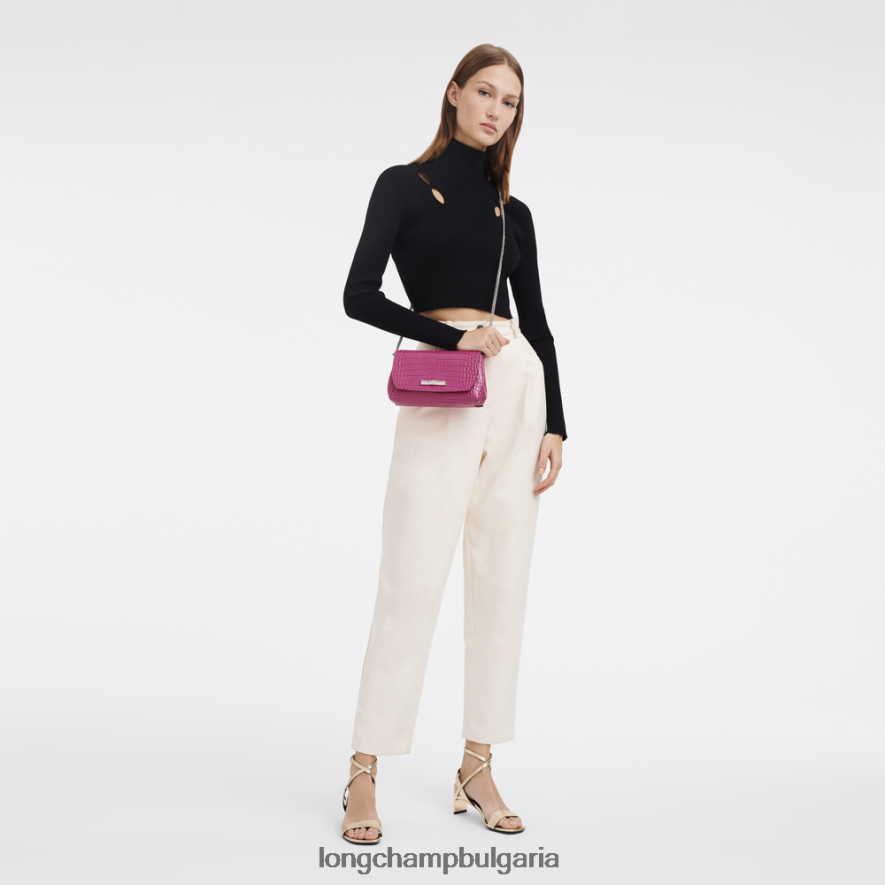 фуксия Жени съединител Roseau кожени изделия Longchamp 6084PZ258