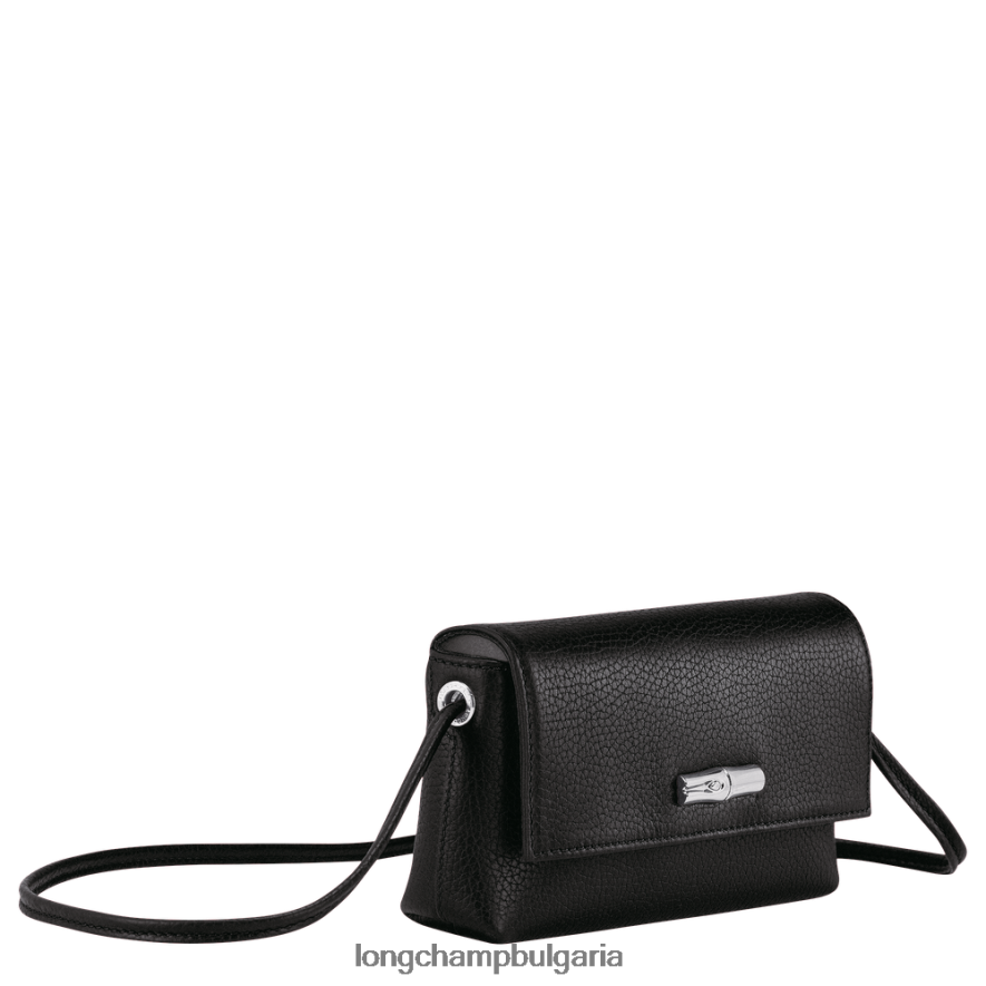 черен Жени Roseau есенциален съединител кожени изделия Longchamp 6084PZ9