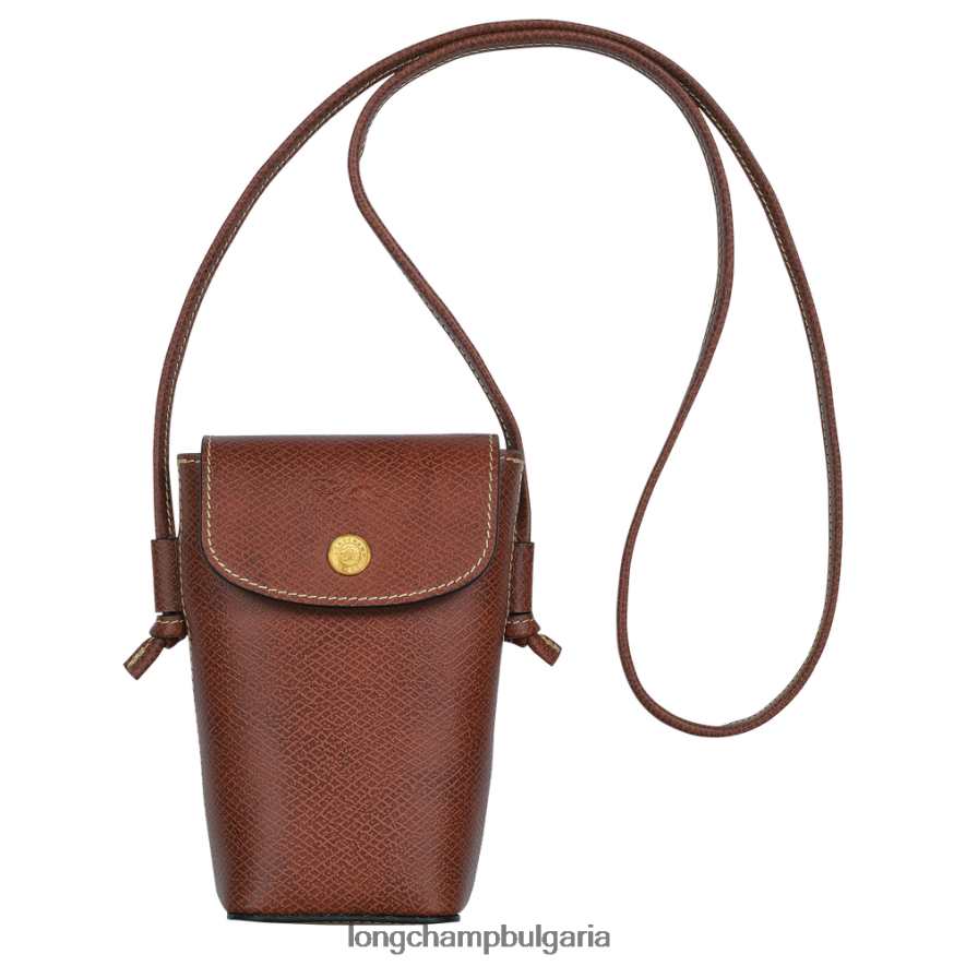 кафяво Жени калъф за телефон epure с кожена дантела кожени изделия Longchamp 6084PZ708