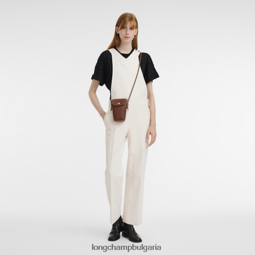 кафяво Жени калъф за телефон epure с кожена дантела кожени изделия Longchamp 6084PZ708