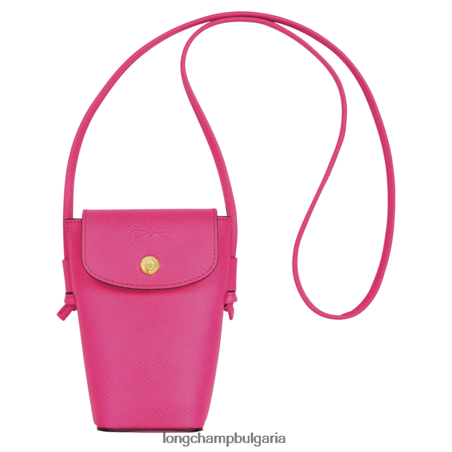 фуксия Жени калъф за телефон epure с кожена дантела кожени изделия Longchamp 6084PZ710