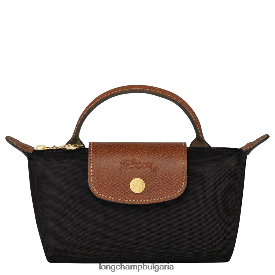 черен Жени le pliage оригинална торбичка с дръжка кожени изделия Longchamp 6084PZ662