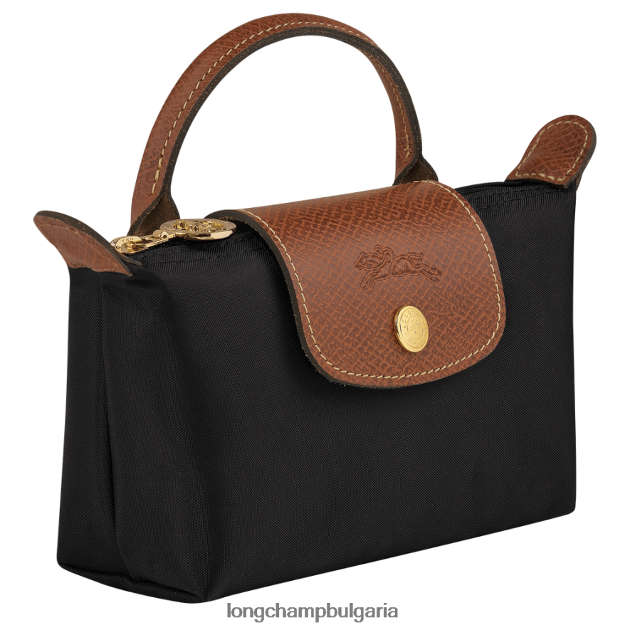 черен Жени le pliage оригинална торбичка с дръжка кожени изделия Longchamp 6084PZ662