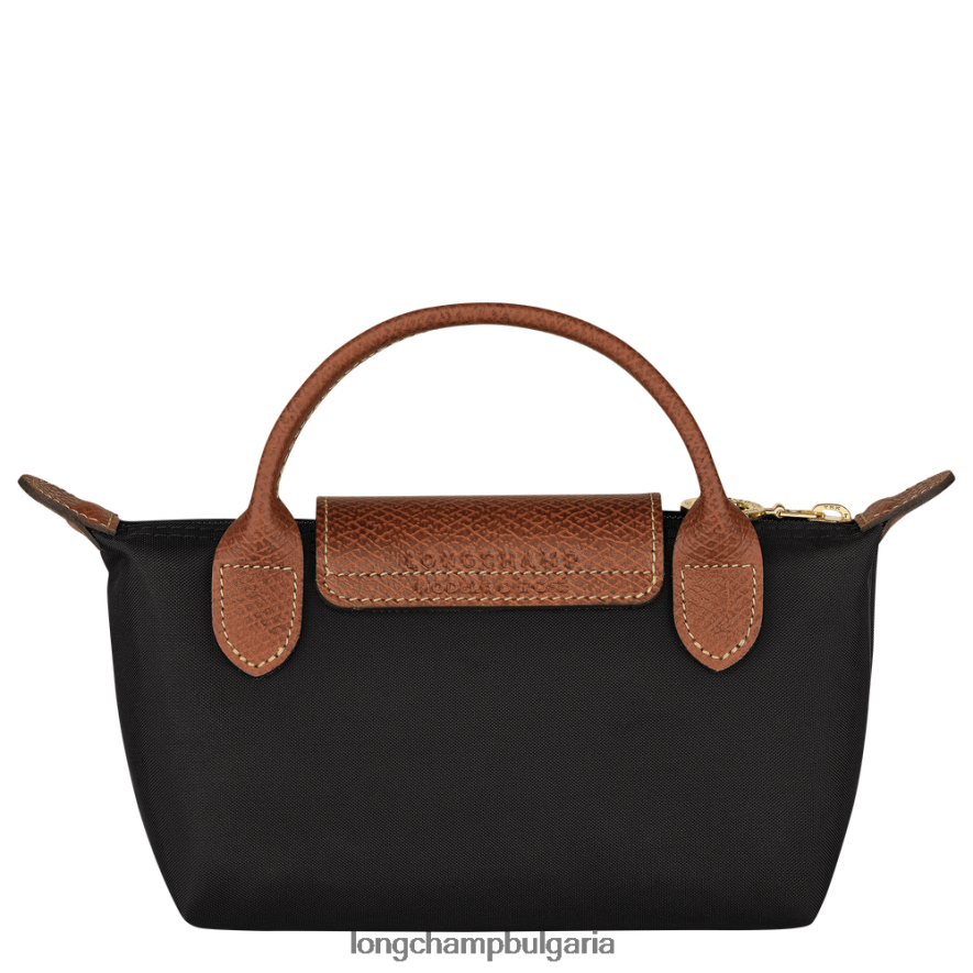 черен Жени le pliage оригинална торбичка с дръжка кожени изделия Longchamp 6084PZ662