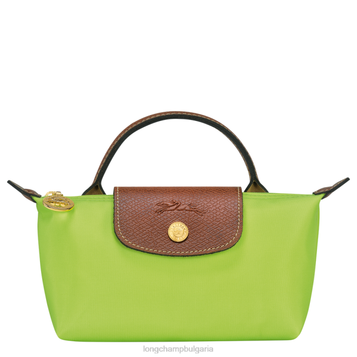зелена светлина Жени le pliage оригинална торбичка с дръжка кожени изделия Longchamp 6084PZ663