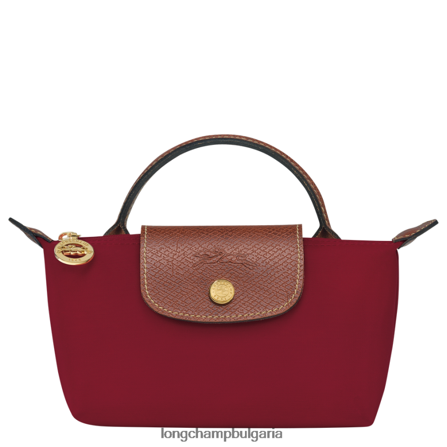 червен Жени le pliage оригинална торбичка с дръжка кожени изделия Longchamp 6084PZ664