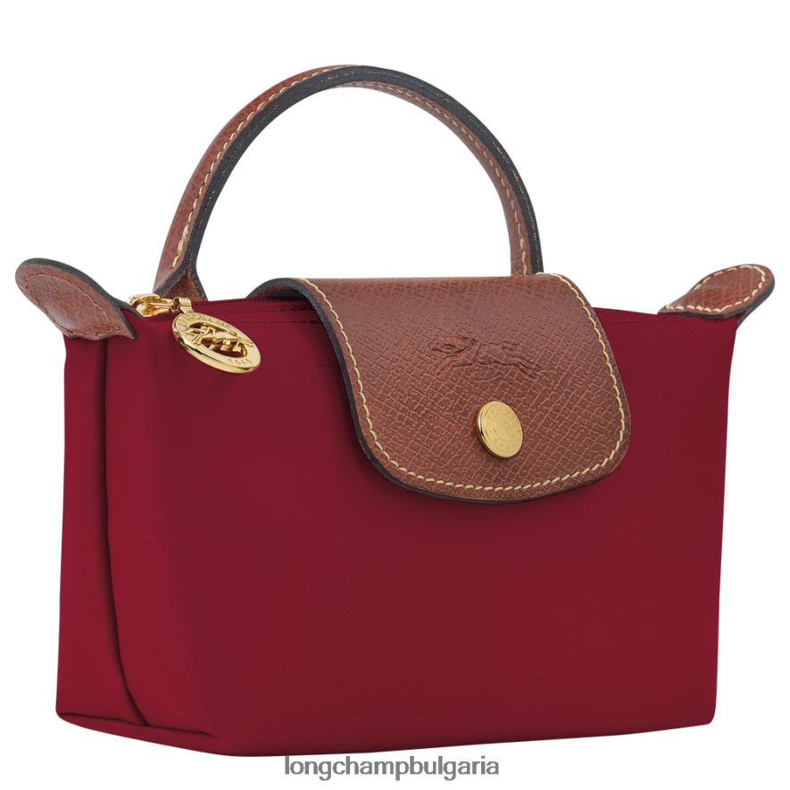 червен Жени le pliage оригинална торбичка с дръжка кожени изделия Longchamp 6084PZ664