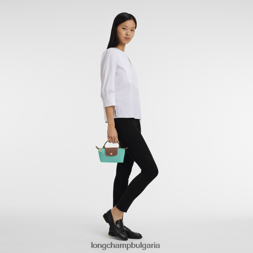 тюркоаз Жени le pliage оригинална торбичка с дръжка кожени изделия Longchamp 6084PZ666