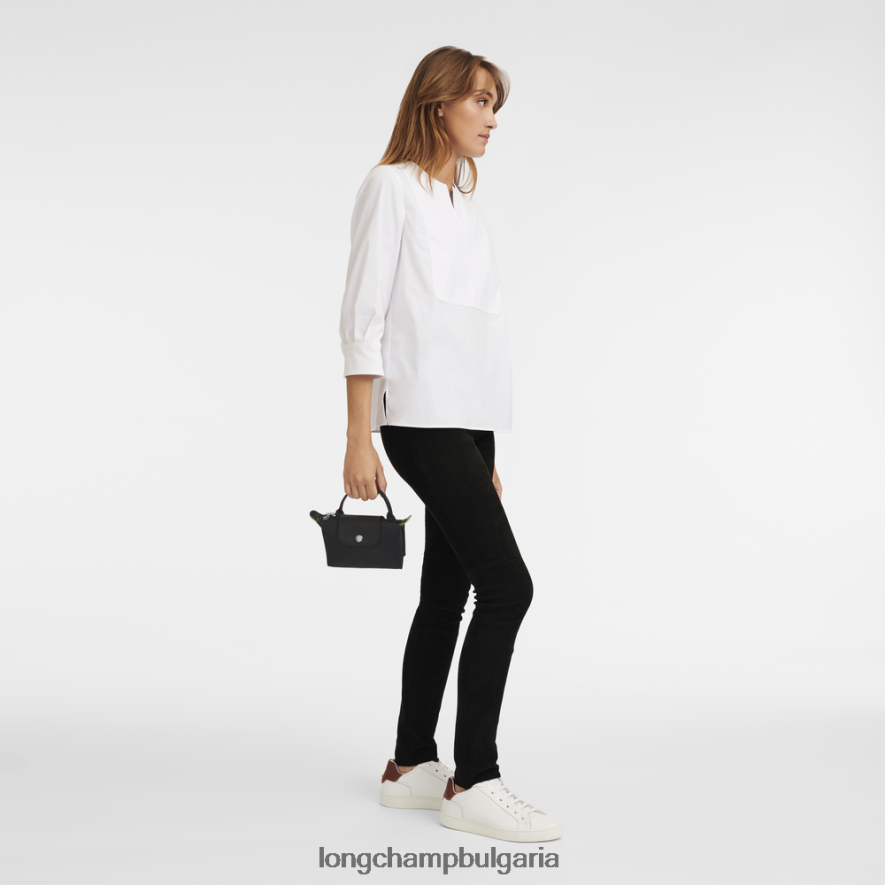 черен Жени le pliage зелена торбичка с дръжка кожени изделия Longchamp 6084PZ669